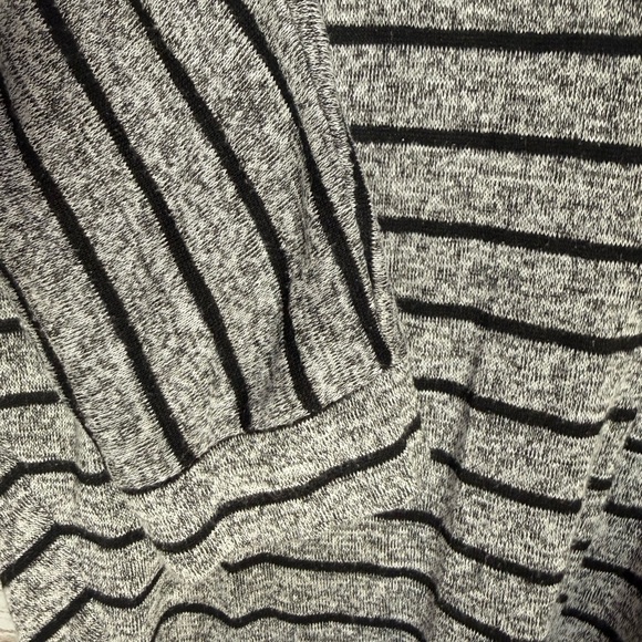 Olivia Rae Open Front Long Cardigan Striped Gray And Black Stripes - Picture 5 of 8